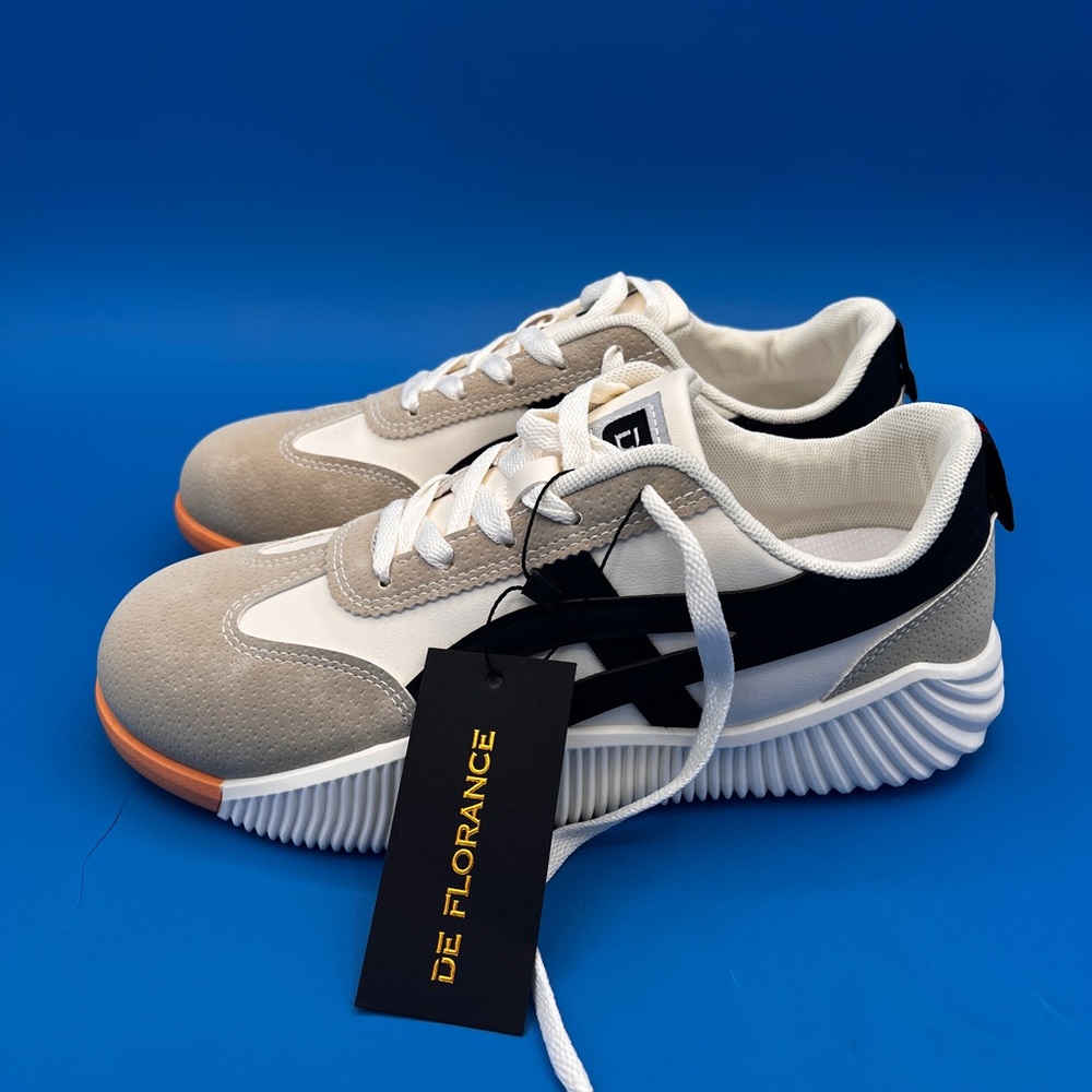 Women's Beige Black and White Sneakers